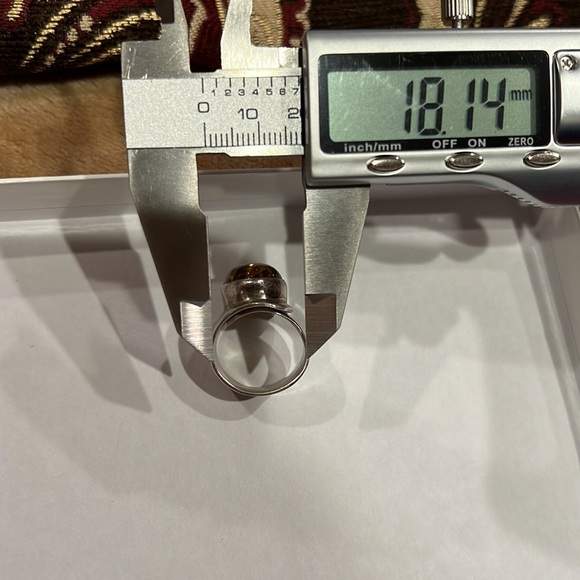 Orange Baltic Amber and Sterling Silver Ring - Picture 10 of 10